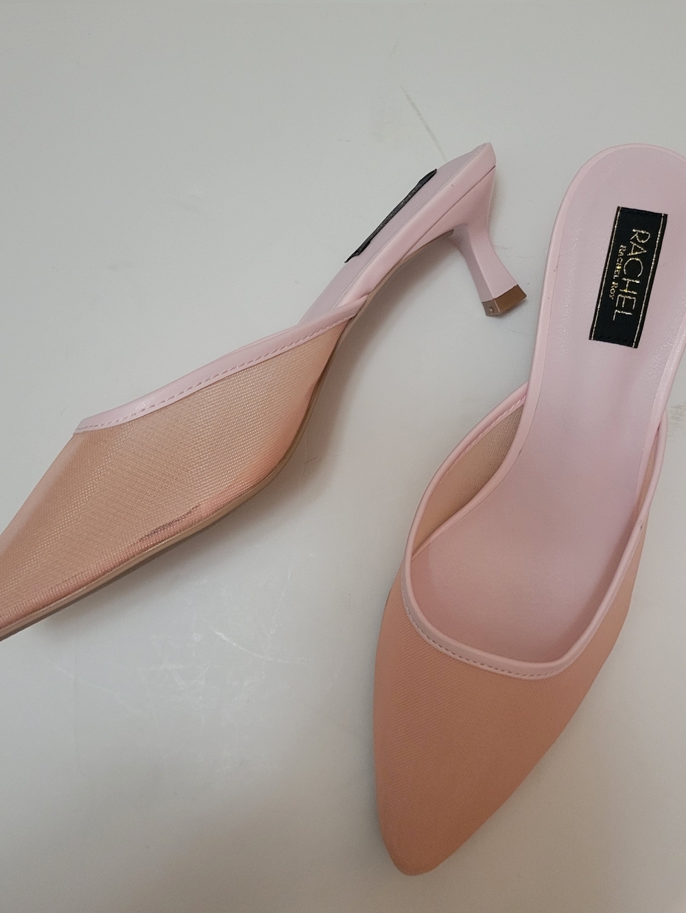 RachelRoy NIB Pink Sheer Pointed-Toe Kitten Heels Boho Romantic Coquette‎